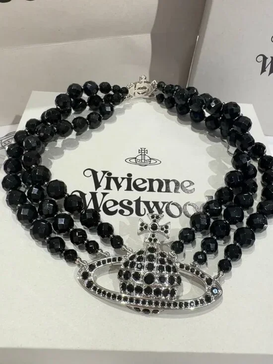 Vivienne Westwood Three Row Pearl Bas Relief Choker in Black (Brand New) - Picture 4 of 6